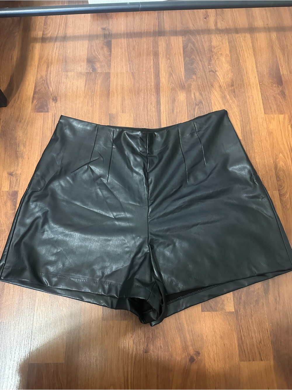 Express Black Faux Leather High-Waist Shorts